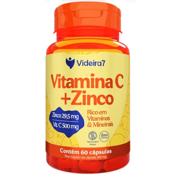 VITAMINA C 500 MG + ZINCO 29,5 MG 60 CAPS - VIDEIRA 7LOTE