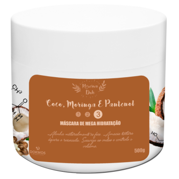 MASCARA HIDRATAÇÃO COCO MORINGO E PANTENOL 500ML - DOKMOS