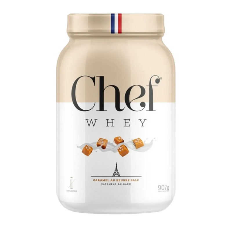 WHEY 100% CHEF WHEY ZERO LACTOSE 907G CARAMEL AU BEURRE SALE (CARAMELO SALGADO) POTE