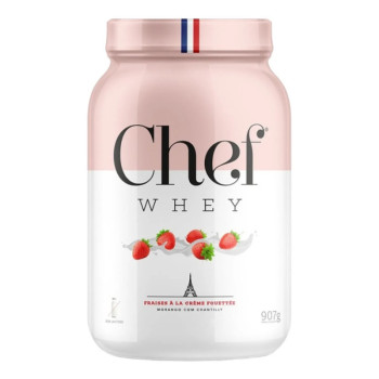 WHEY 100% CHEF WHEY ZERO LACTOSE 907G FRAISES A LA CREME FOUTTEE (MORANGO C/ CHANTILLY) POTE