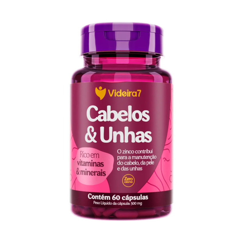 Suplemento Cabelos e Unhas 500mg - 60 Cápsulas - VIDEIRA7