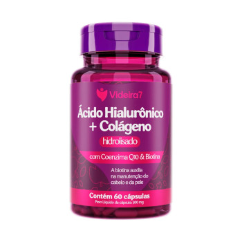 Ácido Hialurônico com Colágeno, Coenzima Q10 e Biotina 500mg - 60 Cápsulas - VIDEIRA7